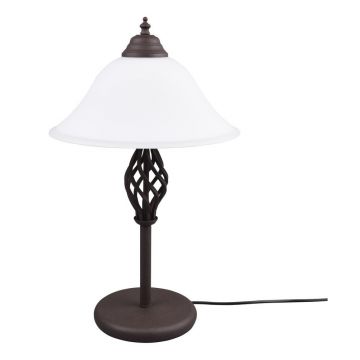 Veioză maro închis cu abajur din sticlă (înălțime 50 cm) Rustica – Trio
