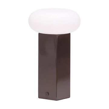 Veioză maro LED cu intensitate reglabilă din metal cu abajur din sticlă (înălțime 20 cm) Low – Hübsch
