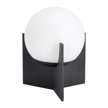 Veioză neagră LED cu intensitate reglabilă din metal cu abajur din plastic (înălțime 16 cm) Cardamom – Bizzotto