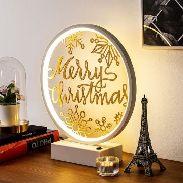 Veioză XMAS13, Alb - Auriu, Ø30x35 cm - Alb - Auriu